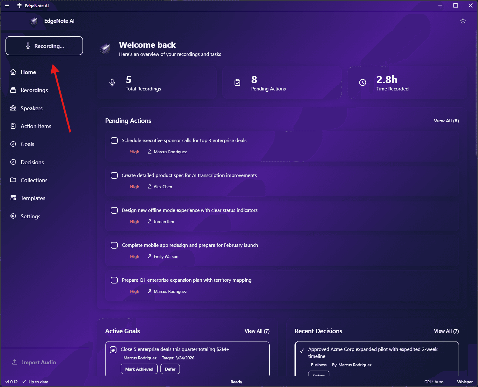 EdgeNote AI Recording